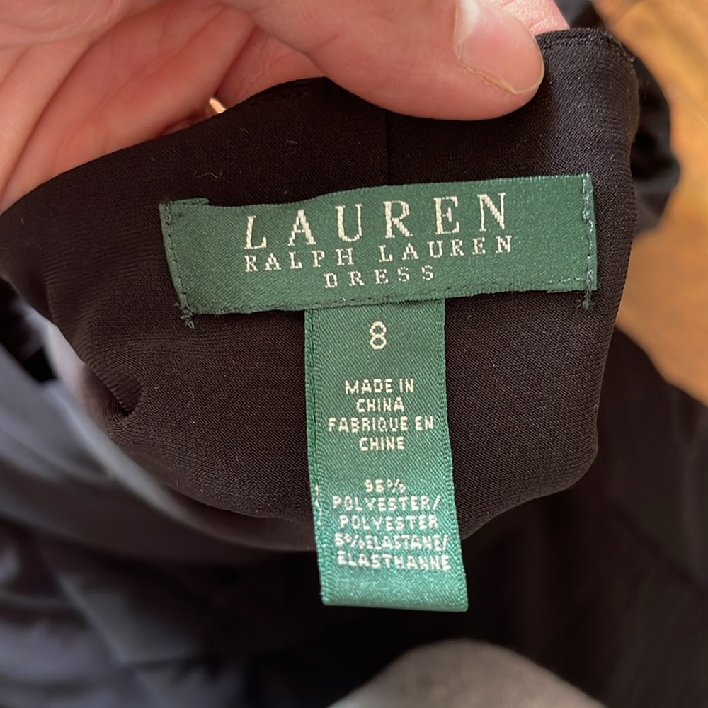 NEW Lauren by Ralph Lauren pleated black faux wrap dress - Picture 8 of 8